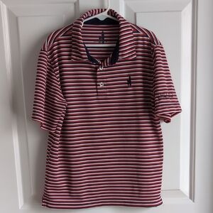 johnnie-O Red and White Striped Polo Shirt